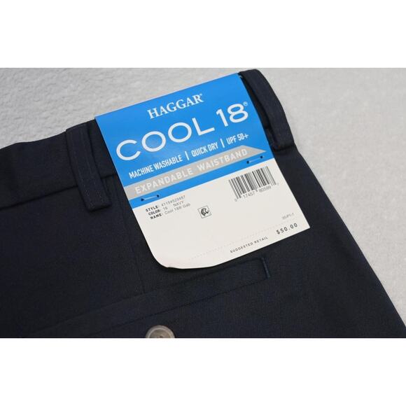 Haggar Cool18 Golf Shorts Navy Pleated Front Flex Waist 9.5" INS Mens Sz 32 NWT - Picture 5 of 5